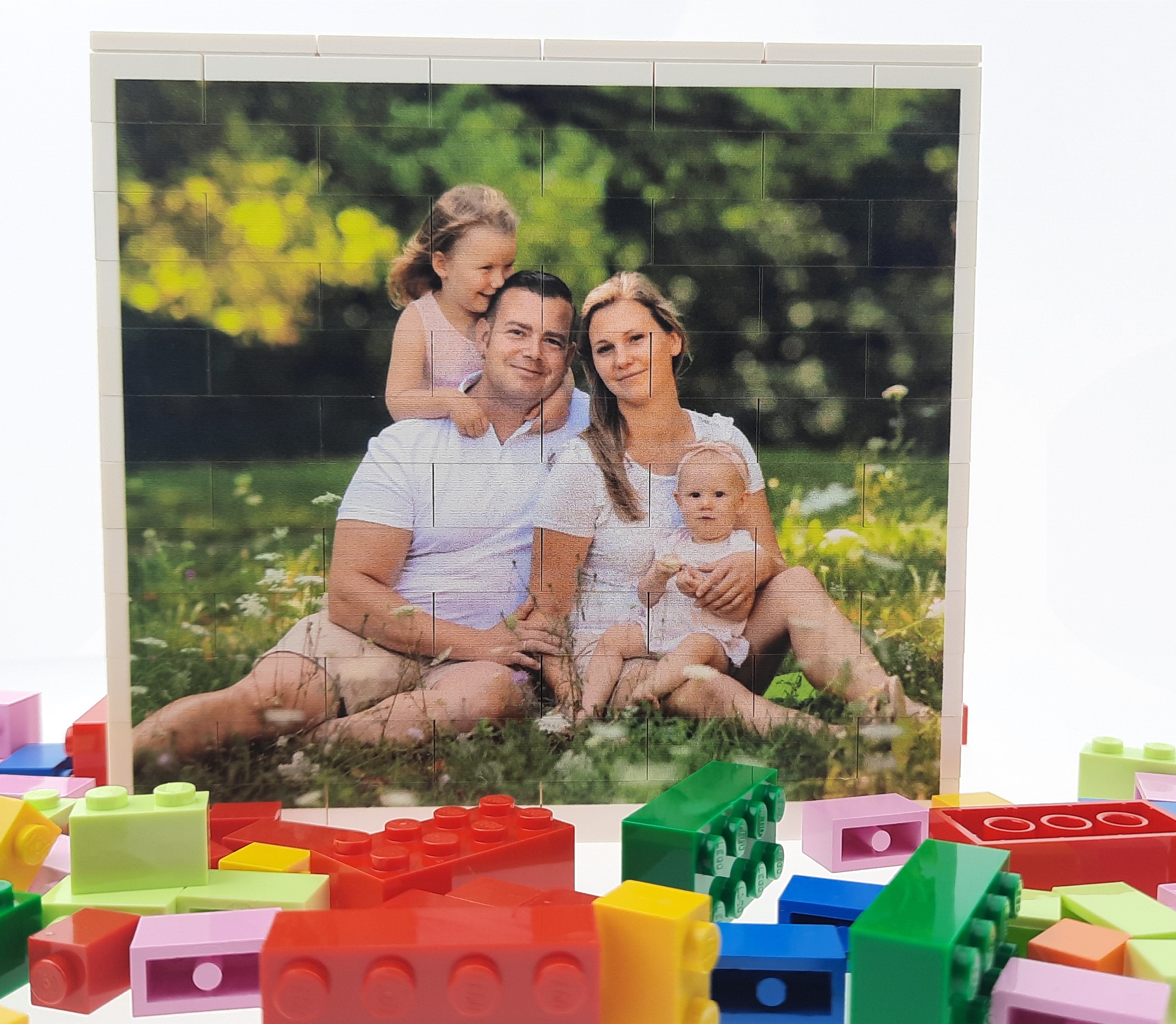Personalisierte Bausteinwand mit Foto, Logo oder Werbebotschaft