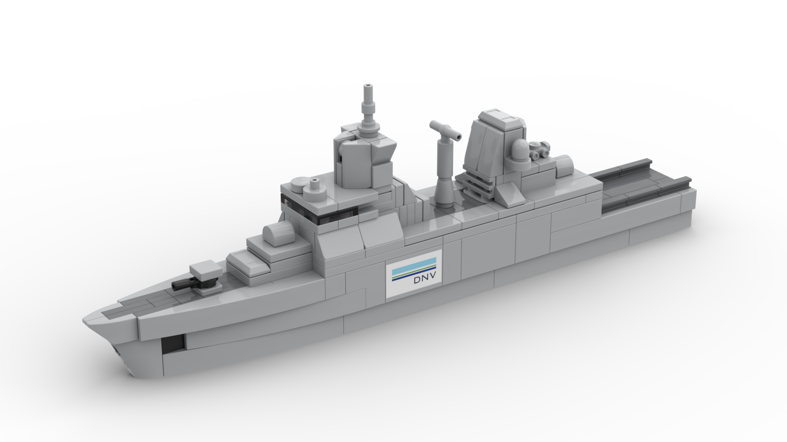 Individuelles Marineschiff aus LEGO Steinen mit Firmenlogo