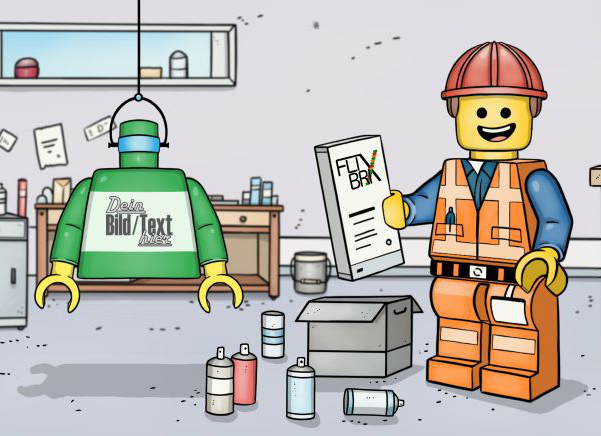 Bedruckte LEGO Steine mit Firmenlogo