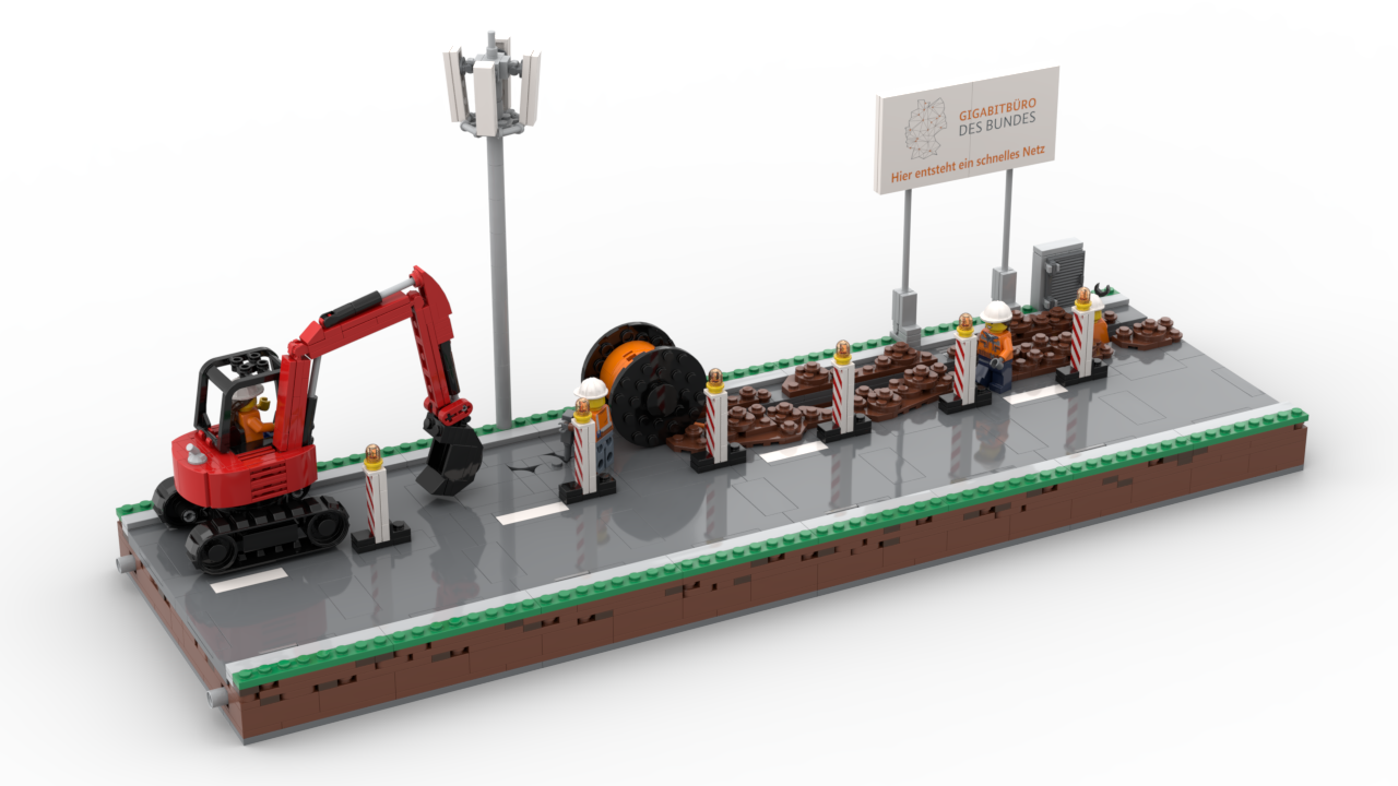 Individuelles Glasfaser-Baustellenmodell aus LEGO®-Bausteinen