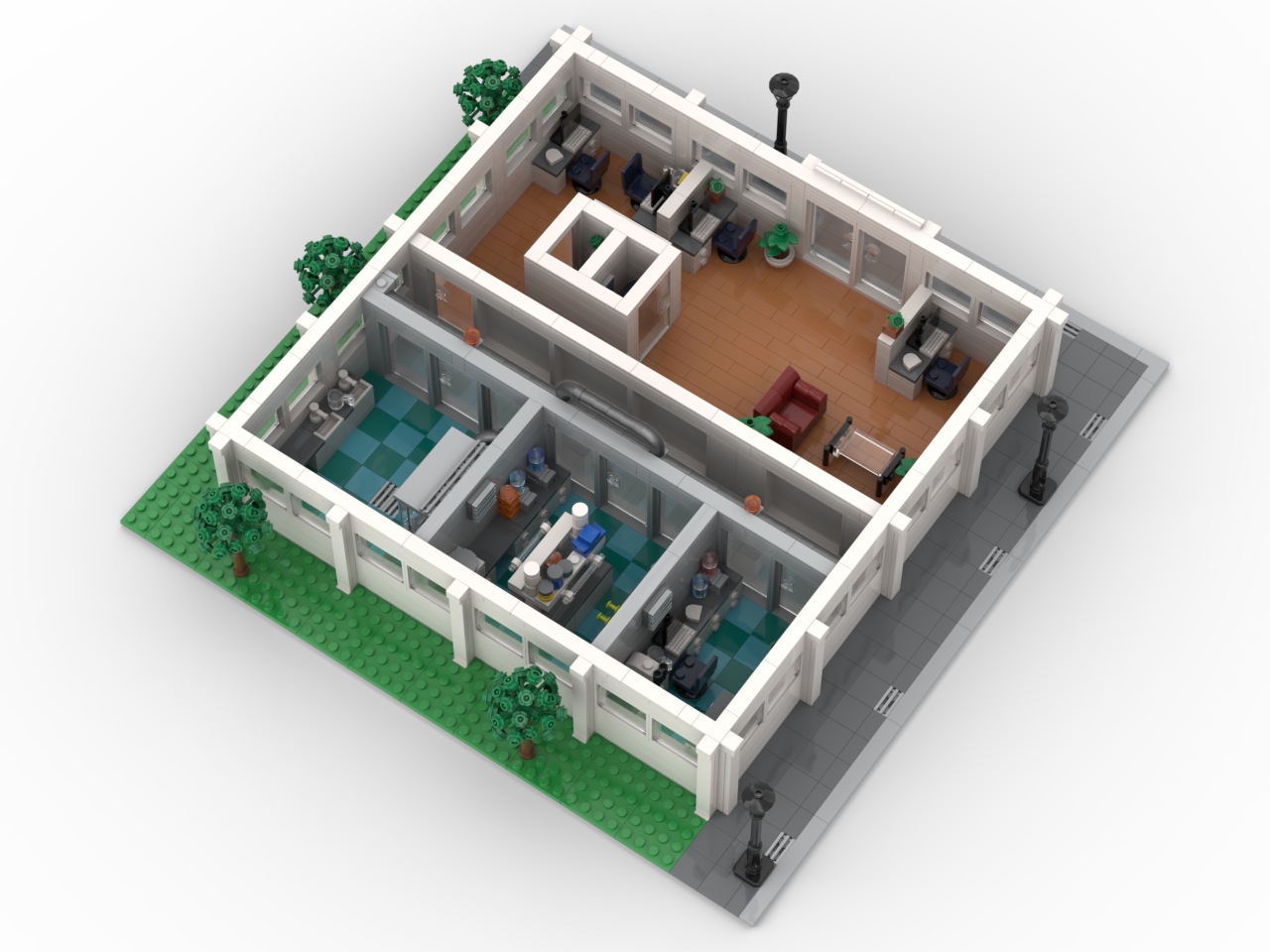Individuelles Architekturmodell mit detaillierter Inneneinrichtung aus LEGO®-Bausteinen