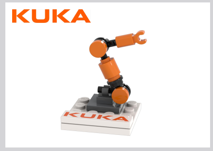 Kompakter Roboterarm aus LEGO®-Bausteinen als individualisierbarer Streuartikel