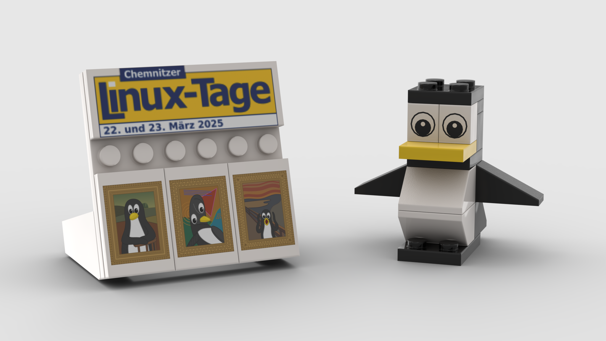 Individuelles Event-Set mit bedruckter Präsentationswand und Bausteinfigur