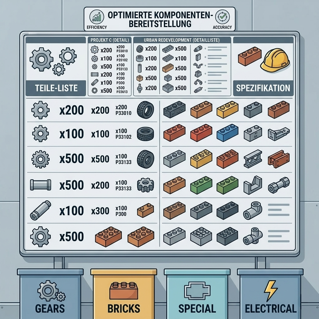 Große LEGO Teileliste für Projekt